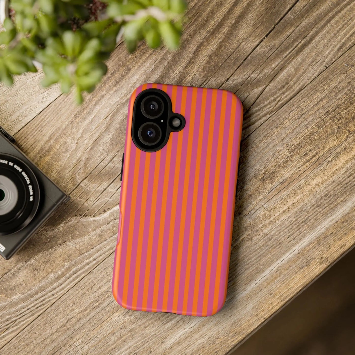 Orange Pink Striped Tough Phone Cases - Phone Case