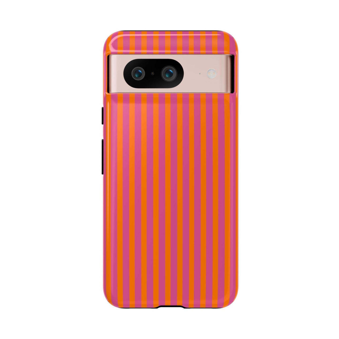 Orange Pink Striped Tough Phone Cases - Google Pixel 8 / Glossy - Phone Case