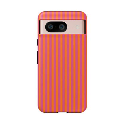 Orange Pink Striped Tough Phone Cases - Google Pixel 8 / Matte - Phone Case