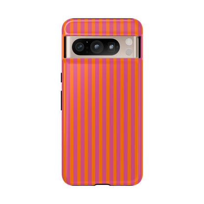 Orange Pink Striped Tough Phone Cases - Google Pixel 8 Pro / Glossy - Phone Case