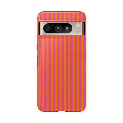 Orange Pink Striped Tough Phone Cases - Google Pixel 8 Pro / Glossy - Phone Case