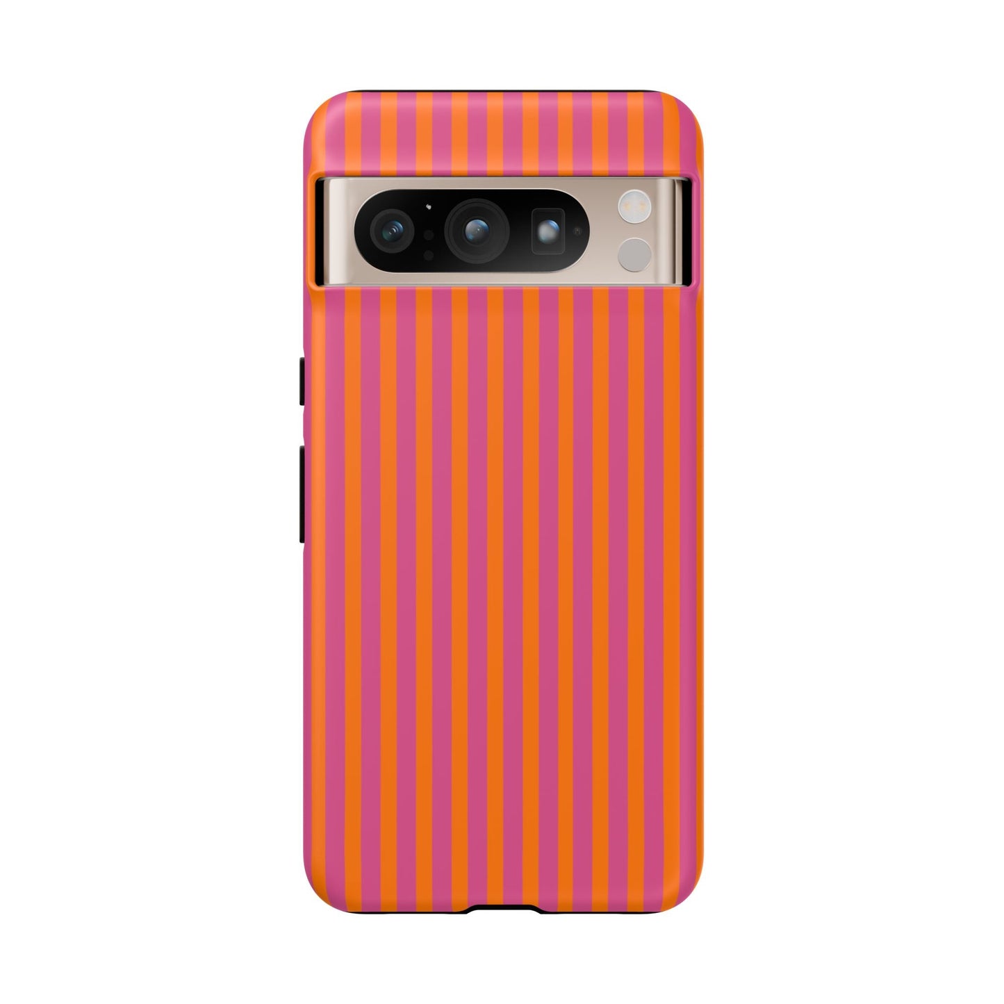 Orange Pink Striped Tough Phone Cases - Google Pixel 8 Pro / Matte - Phone Case
