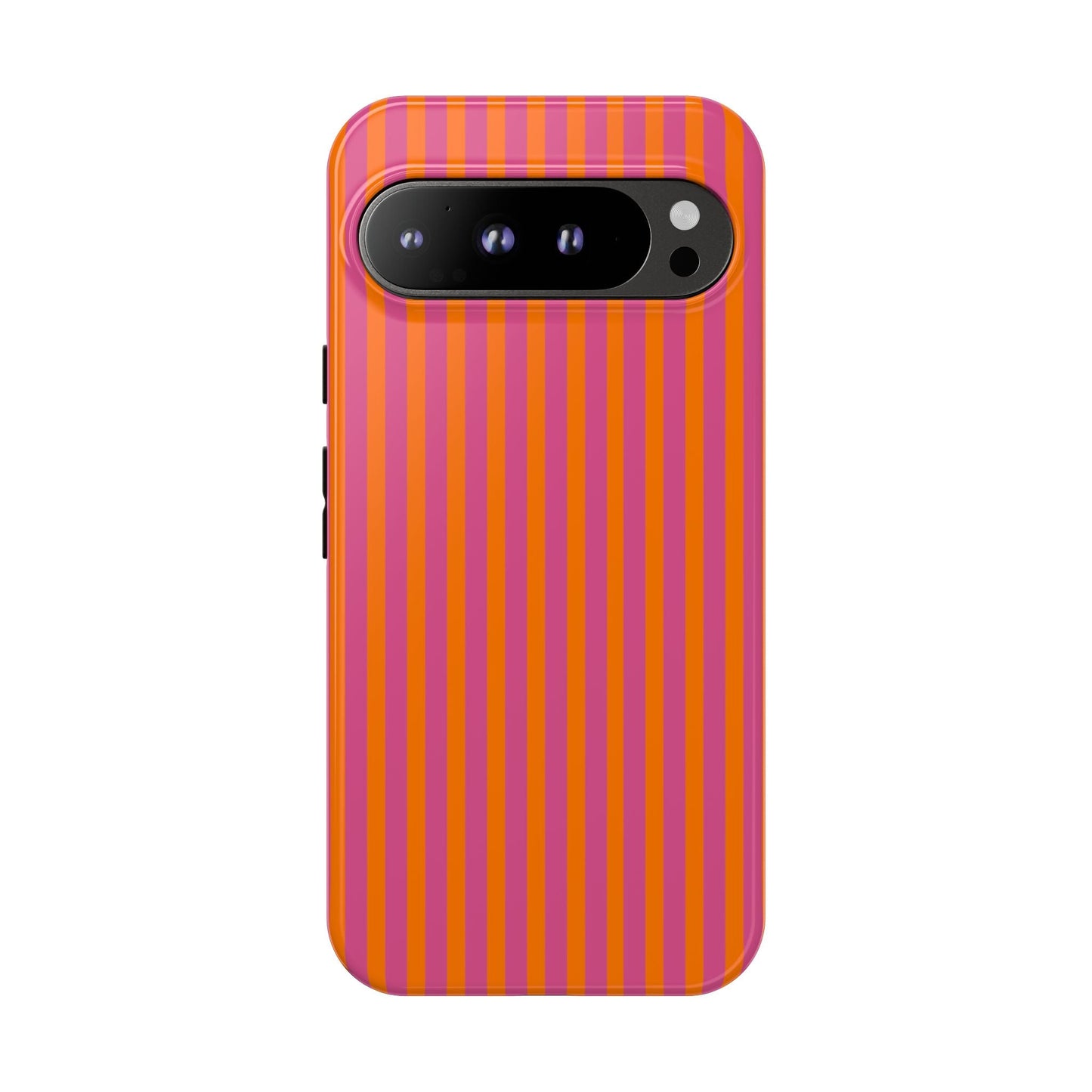 Orange Pink Striped Tough Phone Cases - Google Pixel 9 Pro XL / Glossy - Phone Case
