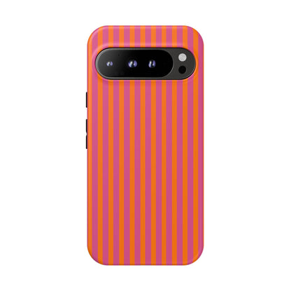 Orange Pink Striped Tough Phone Cases - Google Pixel 9 Pro XL / Matte - Phone Case