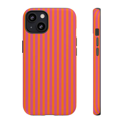 Orange Pink Striped Tough Phone Cases - iPhone 13 / Matte - Phone Case