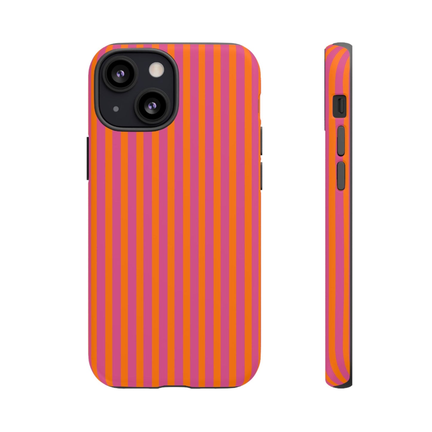Orange Pink Striped Tough Phone Cases - iPhone 13 Mini / Matte - Phone Case