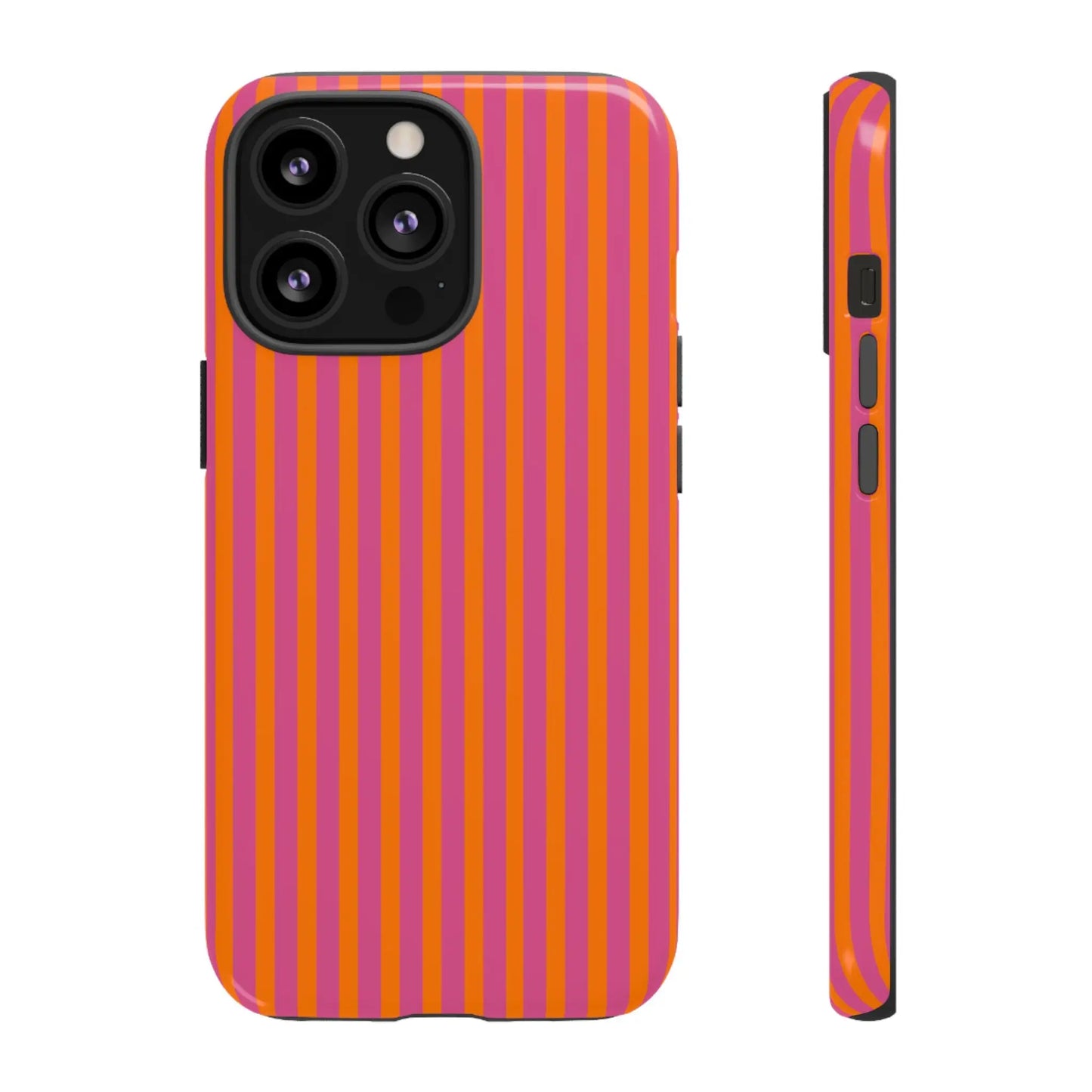 Orange Pink Striped Tough Phone Cases - iPhone 13 Pro / Glossy - Phone Case