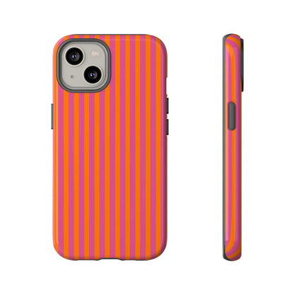 Orange Pink Striped Tough Phone Cases - iPhone 14 / Glossy - Phone Case