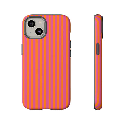 Orange Pink Striped Tough Phone Cases - iPhone 14 / Matte - Phone Case