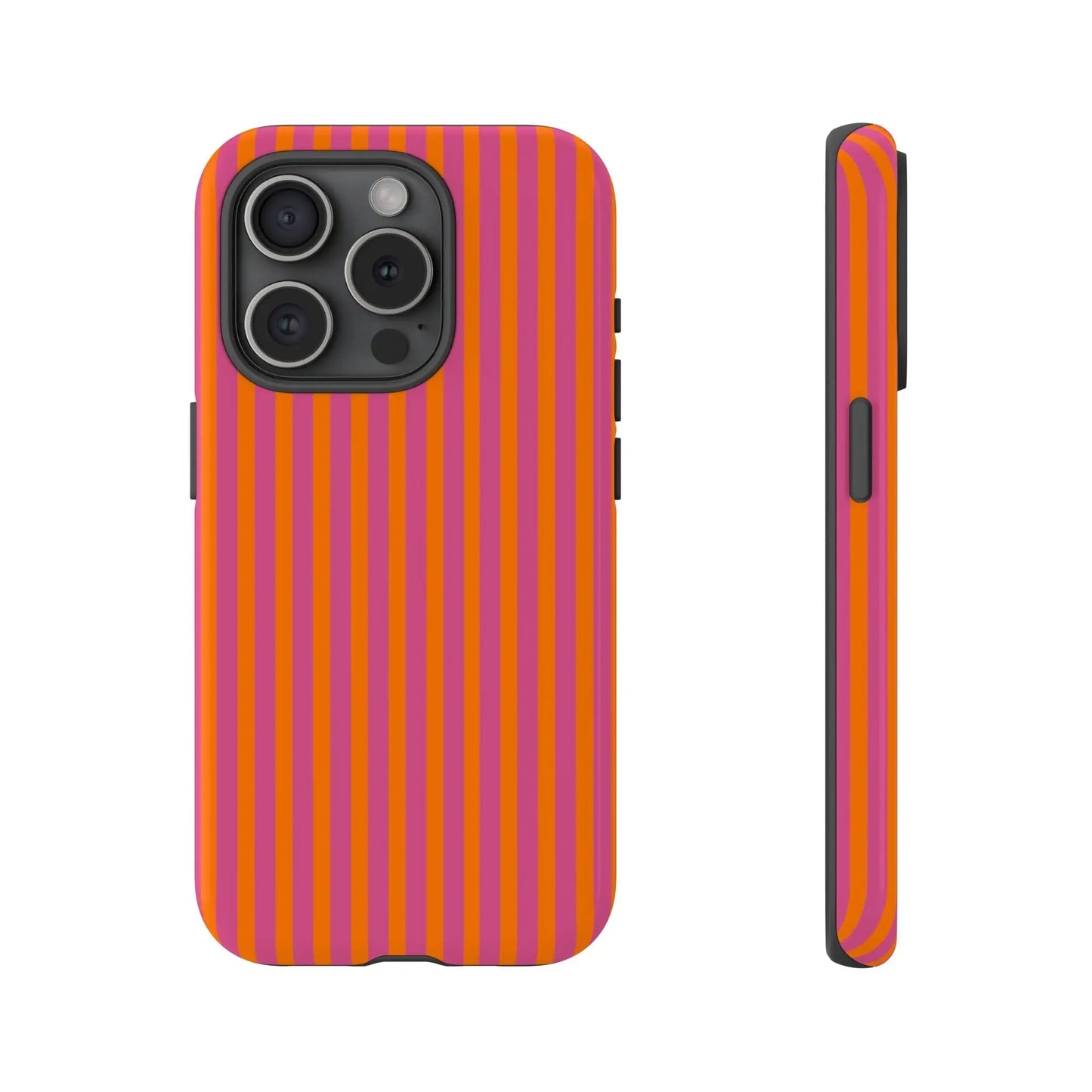 Orange Pink Striped Tough Phone Cases - iPhone 15 Pro / Glossy - Phone Case