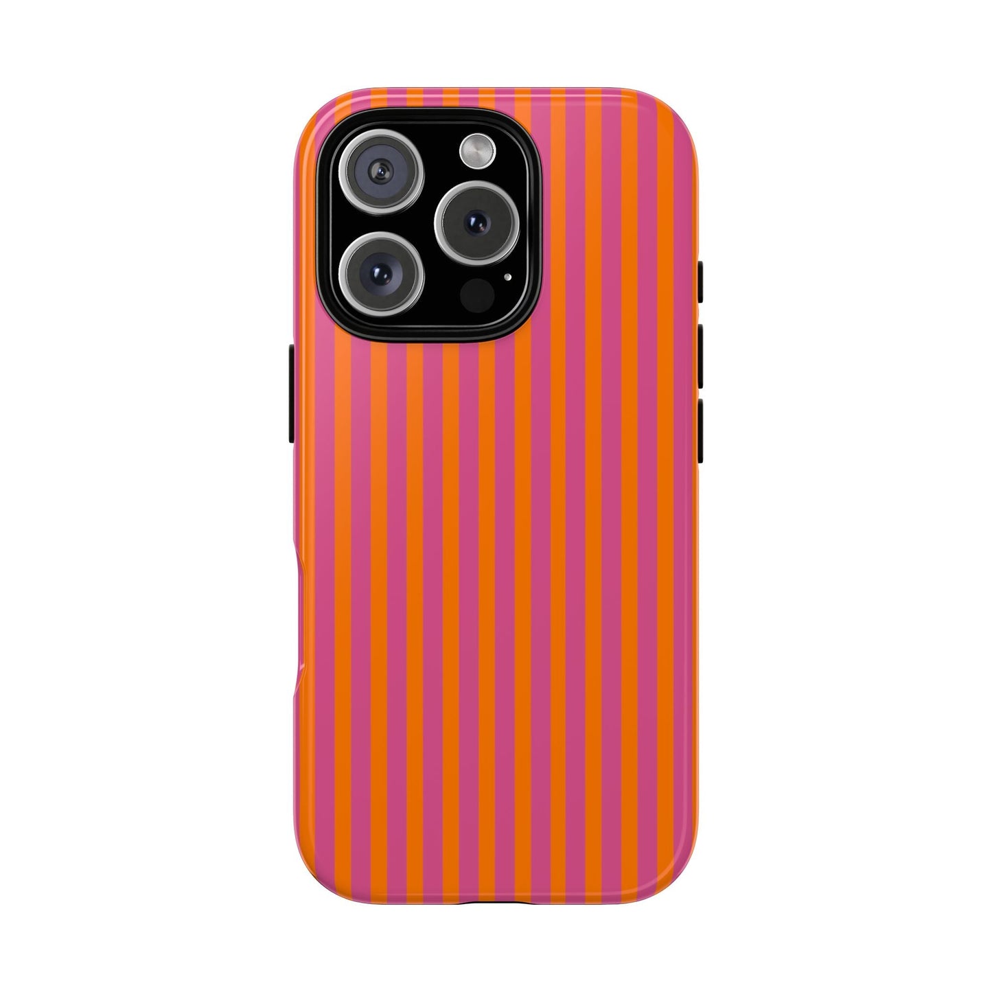 Orange Pink Striped Tough Phone Cases - iPhone 16 Pro / Glossy - Phone Case