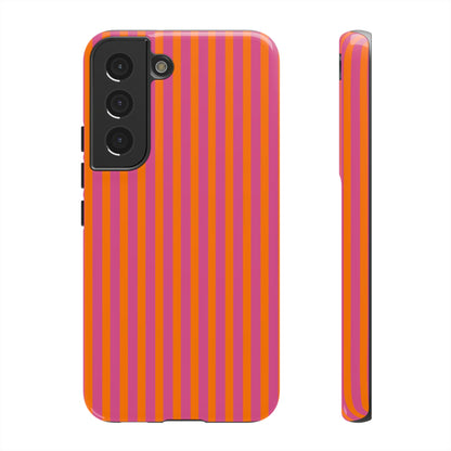 Orange Pink Striped Tough Phone Cases - Samsung Galaxy S22 / Glossy - Phone Case