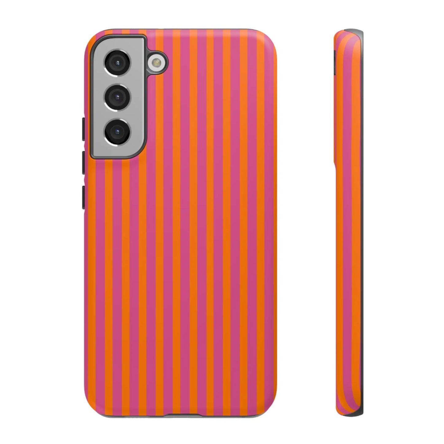 Orange Pink Striped Tough Phone Cases - Samsung Galaxy S22 Plus / Matte - Phone Case