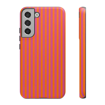 Orange Pink Striped Tough Phone Cases - Samsung Galaxy S22 Plus / Matte - Phone Case