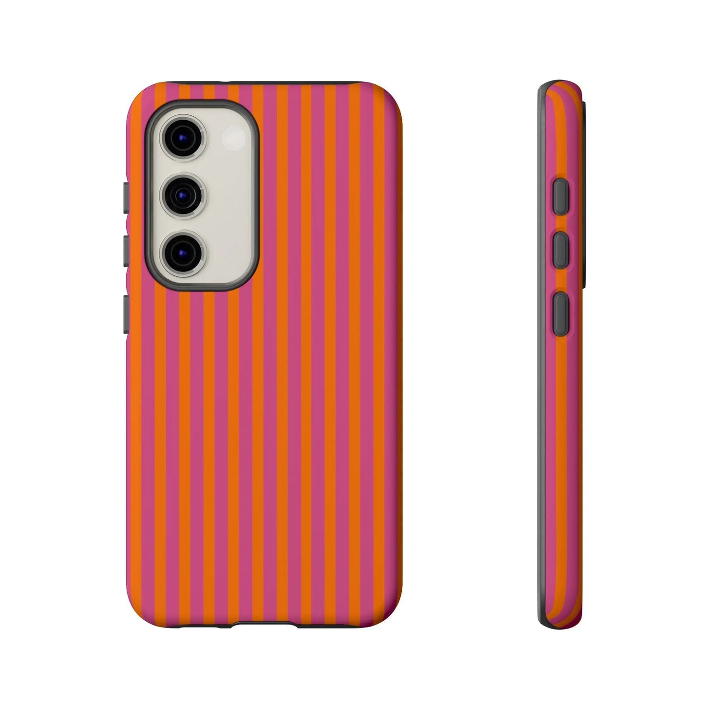 Orange Pink Striped Tough Phone Cases - Samsung Galaxy S23 / Matte - Phone Case