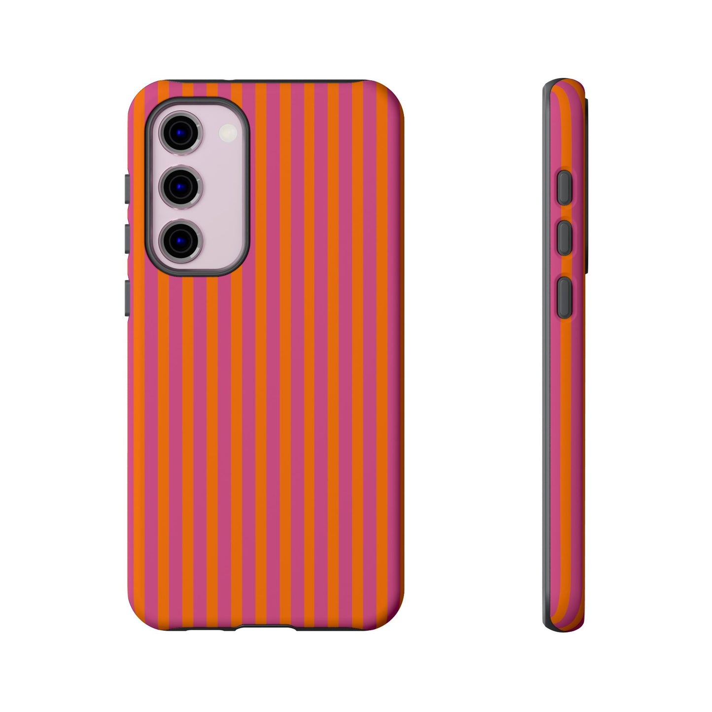 Orange Pink Striped Tough Phone Cases - Samsung Galaxy S23 Plus / Matte - Phone Case