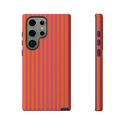 Orange Pink Striped Tough Phone Cases - Samsung Galaxy S23 Ultra / Glossy - Phone Case