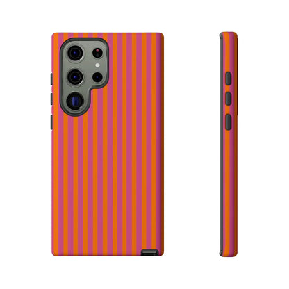 Orange Pink Striped Tough Phone Cases - Samsung Galaxy S23 Ultra / Matte - Phone Case