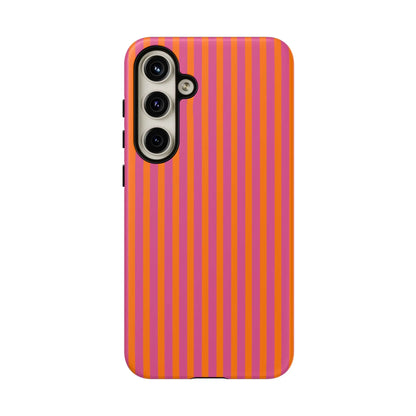 Orange Pink Striped Tough Phone Cases - Samsung Galaxy S24 Plus / Matte - Phone Case