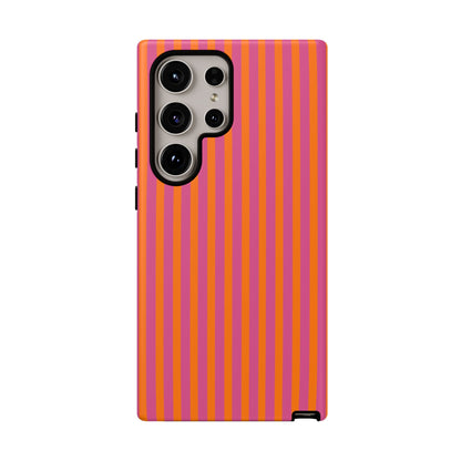 Orange Pink Striped Tough Phone Cases - Samsung Galaxy S24 Ultra / Matte - Phone Case