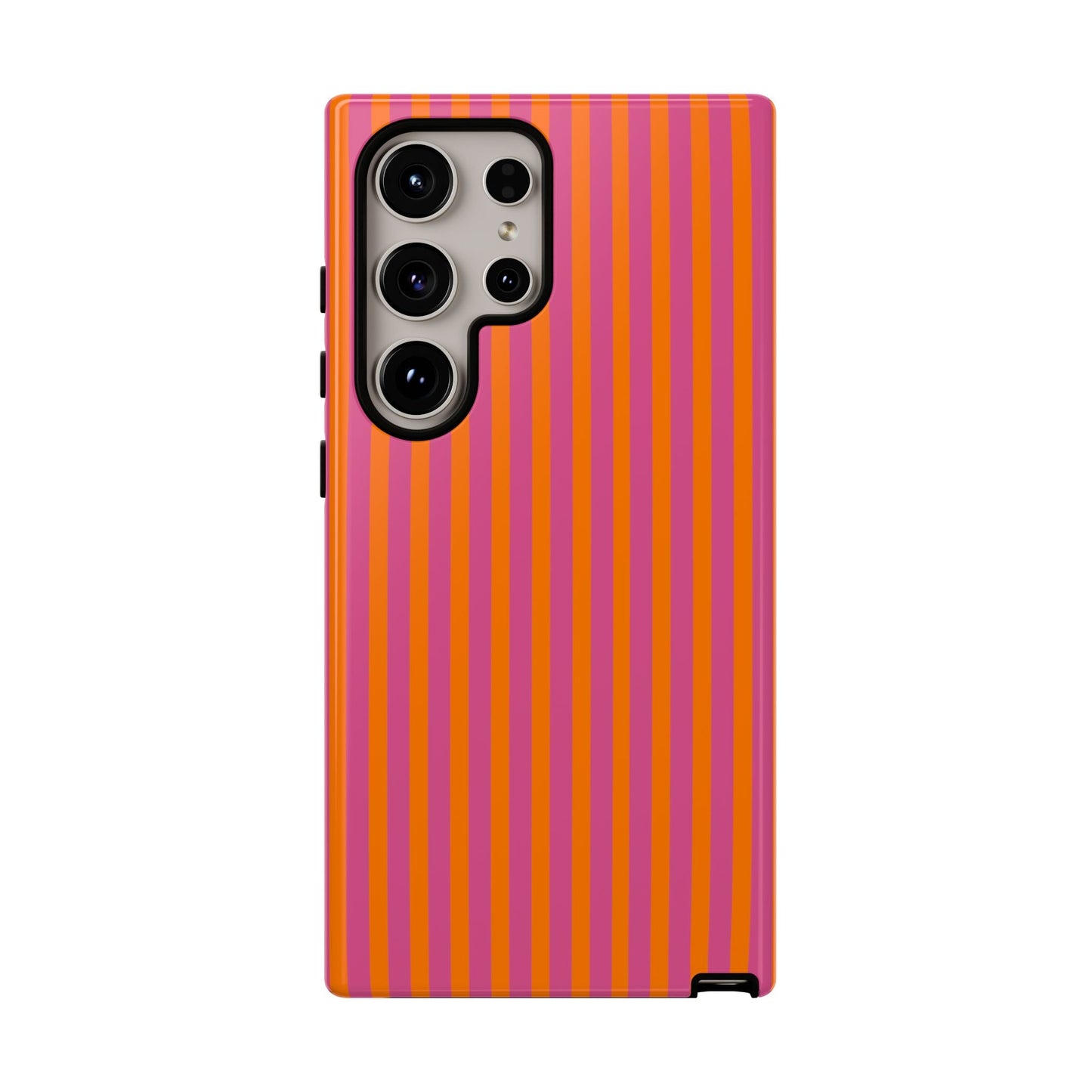 Orange Pink Striped Tough Phone Cases - Samsung Galaxy S24 Ultra / Glossy - Phone Case
