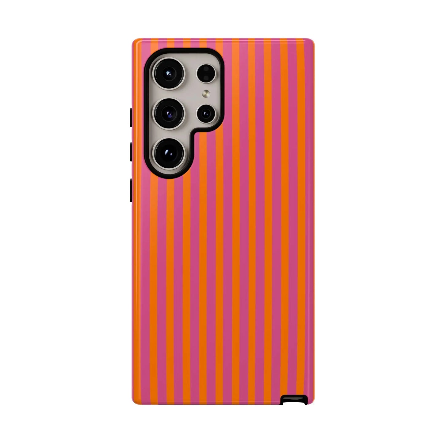 Orange Pink Striped Tough Phone Cases - Samsung Galaxy S24 Ultra / Glossy - Phone Case