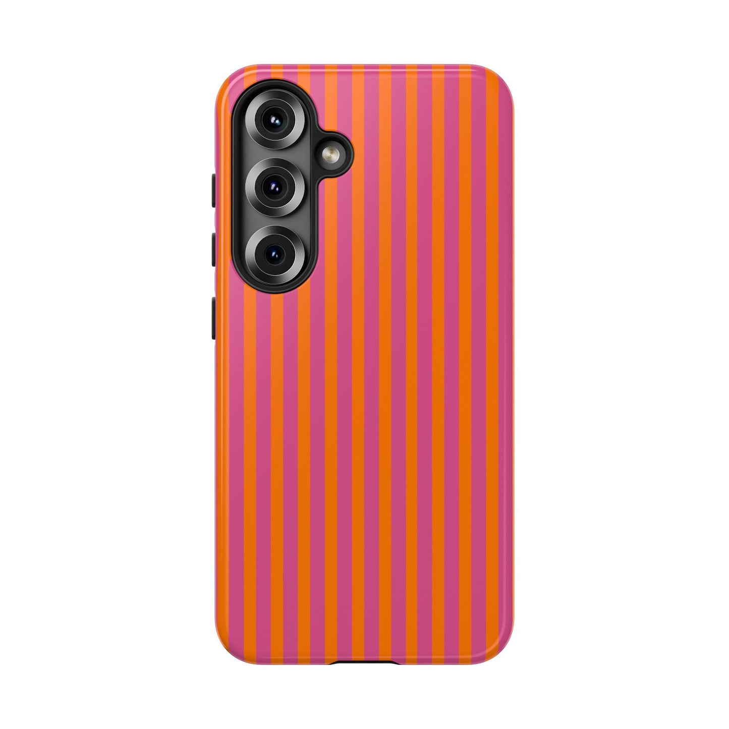 Orange Pink Striped Tough Phone Cases - Samsung Galaxy S25 / Glossy - Phone Case