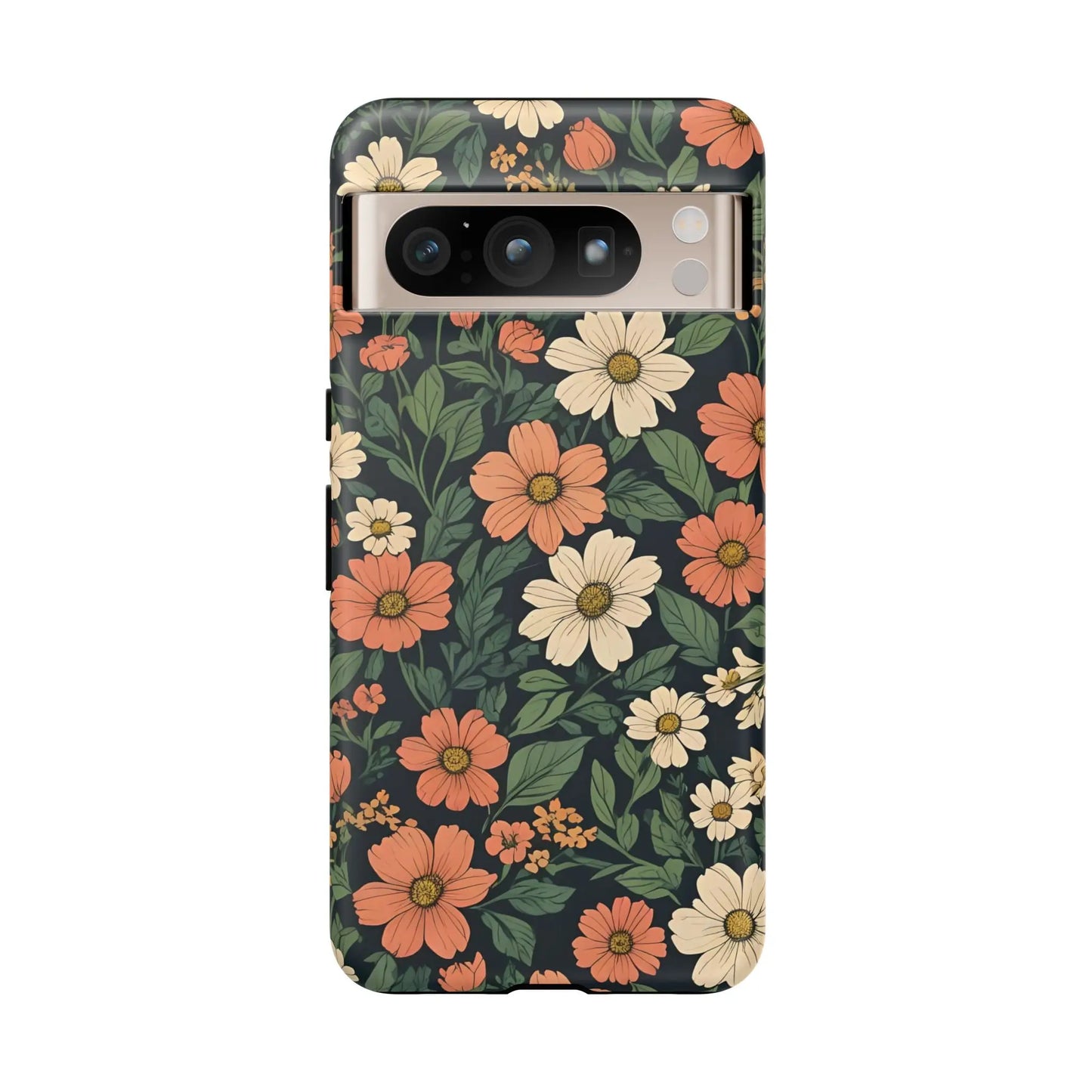 Orange & White Floral Phone Case Elegant Protection - Google Pixel 8 Pro / Matte - Mobile Phone Cases