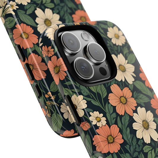 Orange & White Floral Phone Case Elegant Protection - iPhone 16 Pro / Glossy - Mobile Phone Cases