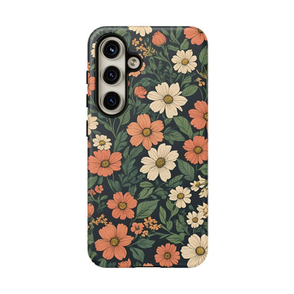 Orange & White Floral Phone Case Elegant Protection - Samsung Galaxy S24 / Matte - Mobile Phone Cases