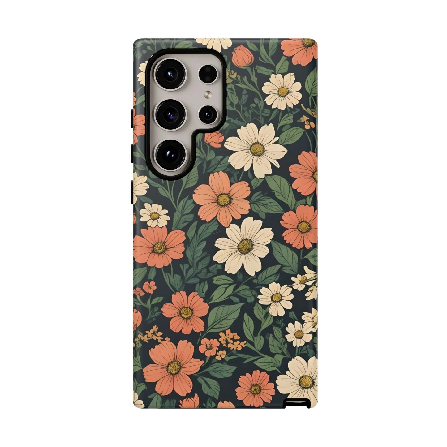 Orange & White Floral Phone Case Elegant Protection - Samsung Galaxy S24 Ultra / Matte - Mobile Phone Cases