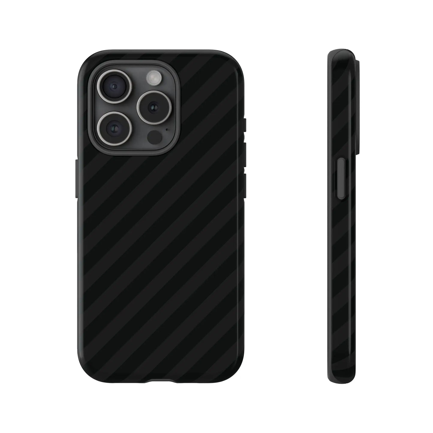 Black diagonal pattern tough gloss finish carbon fiber phone case for iphone 13 pro max back side view