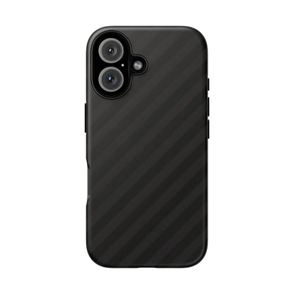 Black carbon fiber-patterned phone case back with sleek black diagonal pattern tough gloss finish for iPhone Samsung and Pixel