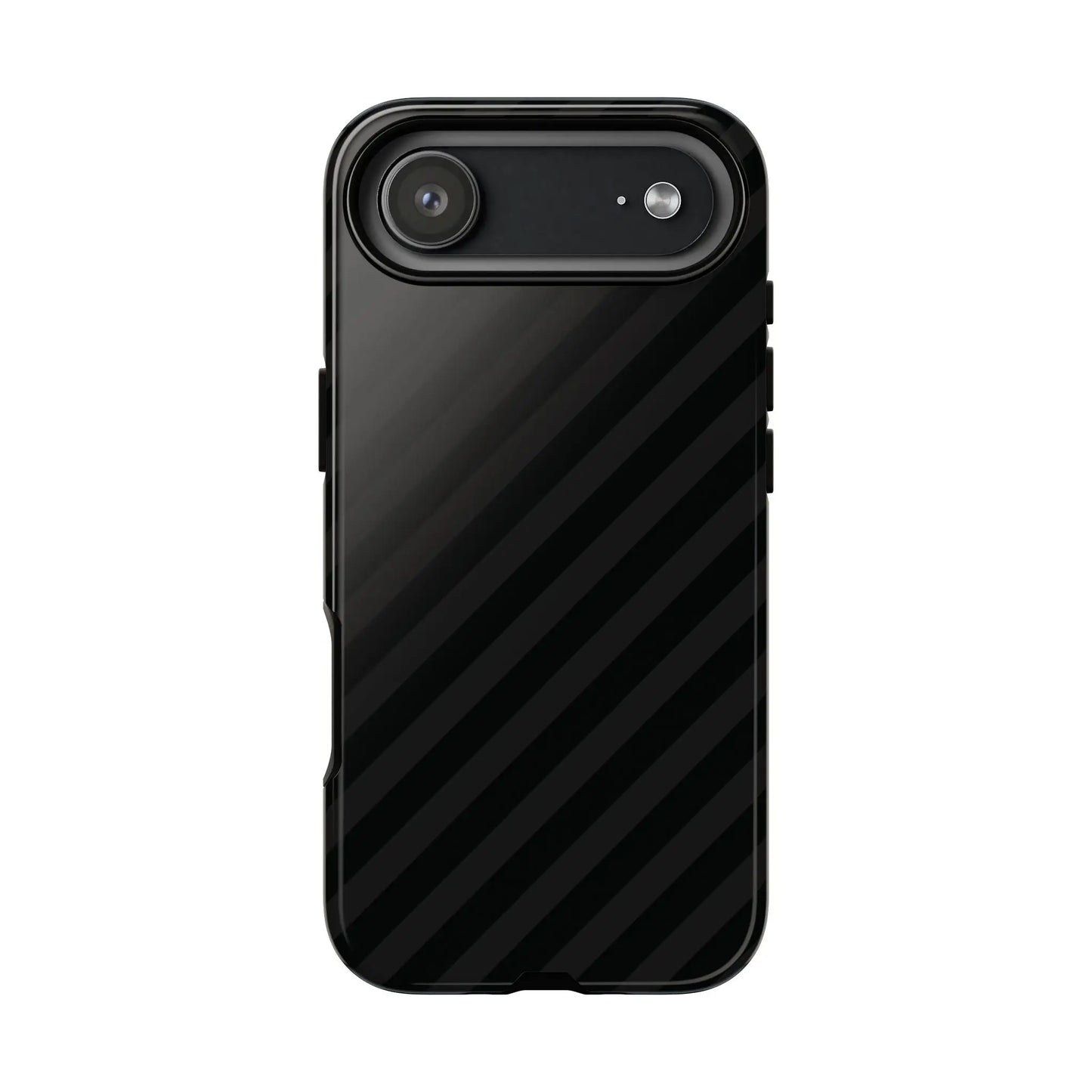 Black phone case backside with diagonal pattern tough gloss finish featuring a unique carbon fiber texture design