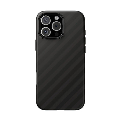 Black carbon fiber-patterned phone case with black diagonal pattern tough gloss finish shown from the back side