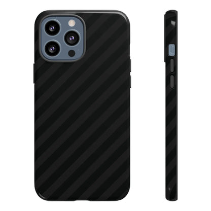 Black carbon fiber patterned phone case for iphone 13 pro max with black diagonal pattern tough gloss finish back view