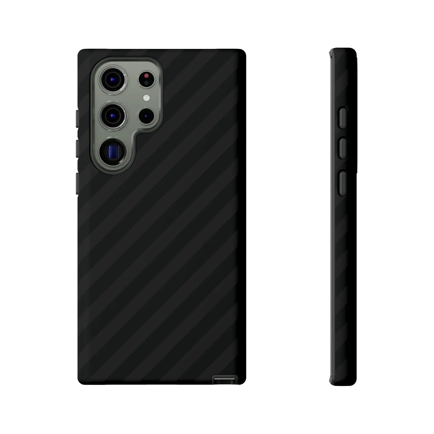 Black carbon fiber textured phone case for samsung galaxy s23 ultra with black diagonal pattern tough gloss finish back view