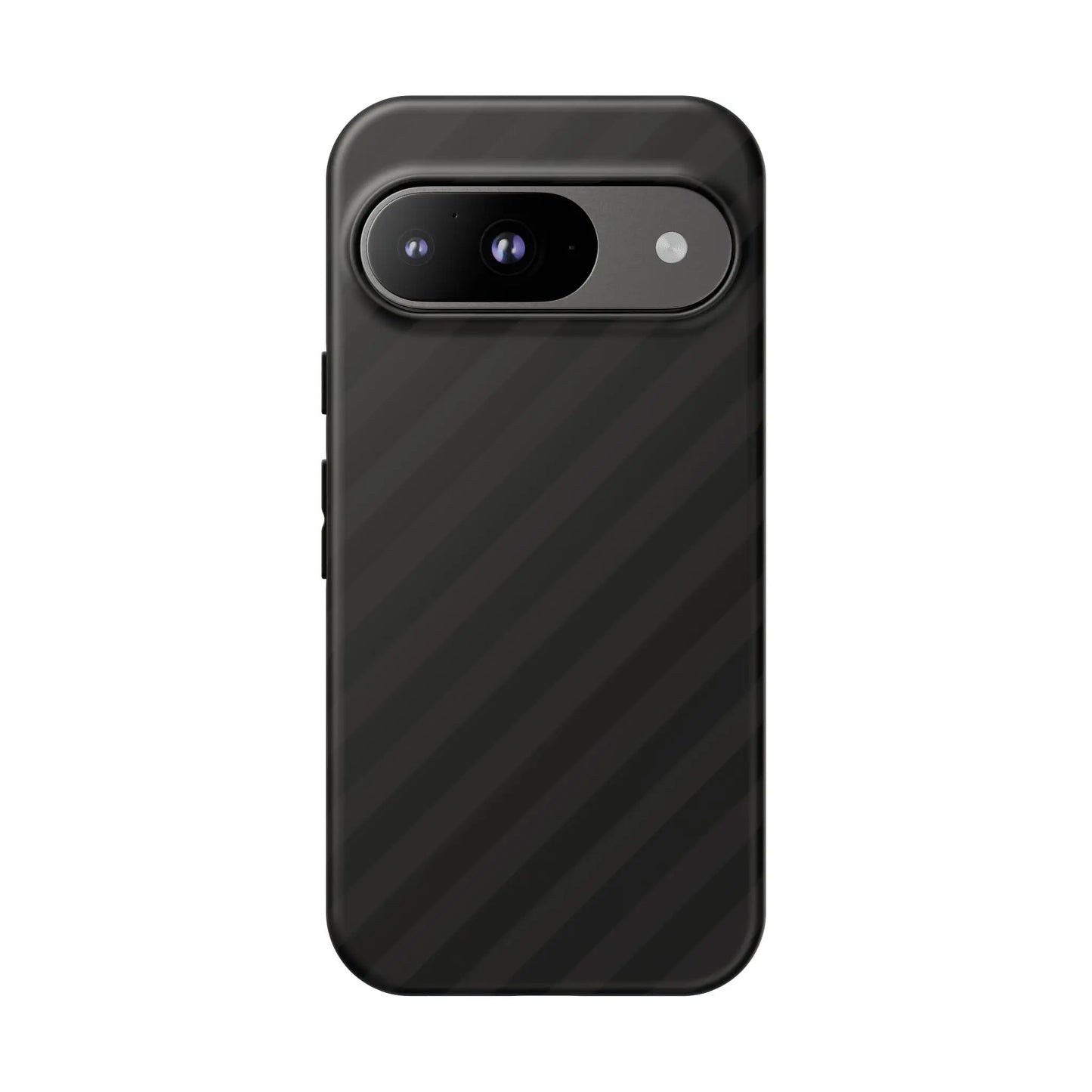 Black carbon fiber phone case with a sleek back side design featuring a black diagonal pattern tough gloss finish protective cover