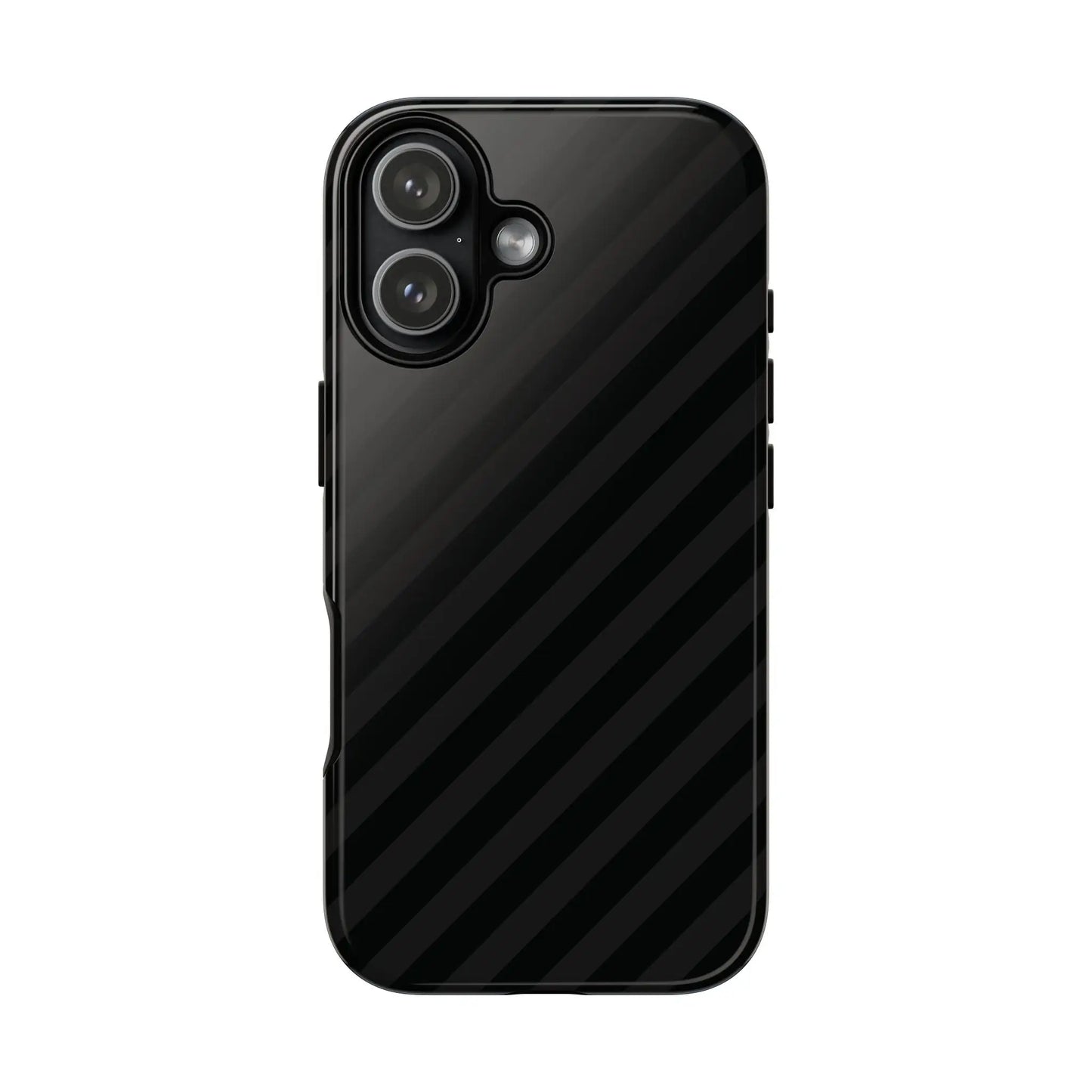 Back side of a black diagonal pattern tough phone case with a glossy finish for iphone samsung and google pixel