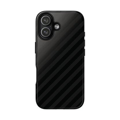 Back side of a black diagonal pattern tough phone case with a glossy finish for iphone samsung and google pixel
