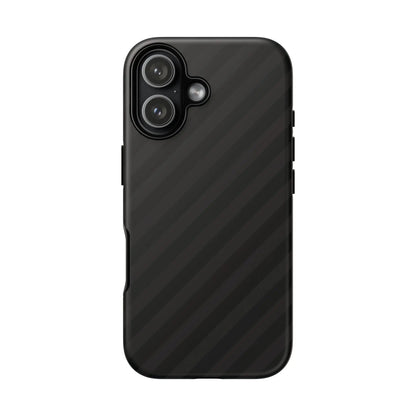 Black carbon fiber-patterned phone case back with sleek modern design featuring black diagonal pattern tough gloss finish