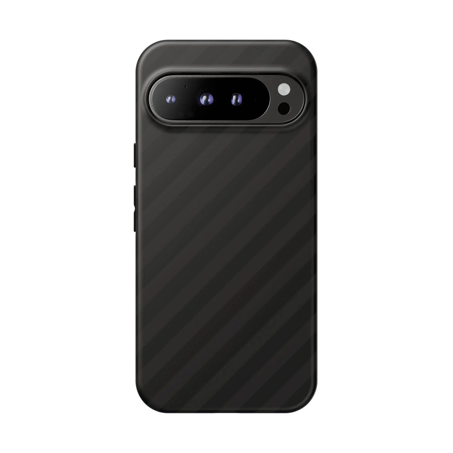 Black carbon fiber phone case with a sleek modern design featuring a black diagonal pattern tough gloss finish on back