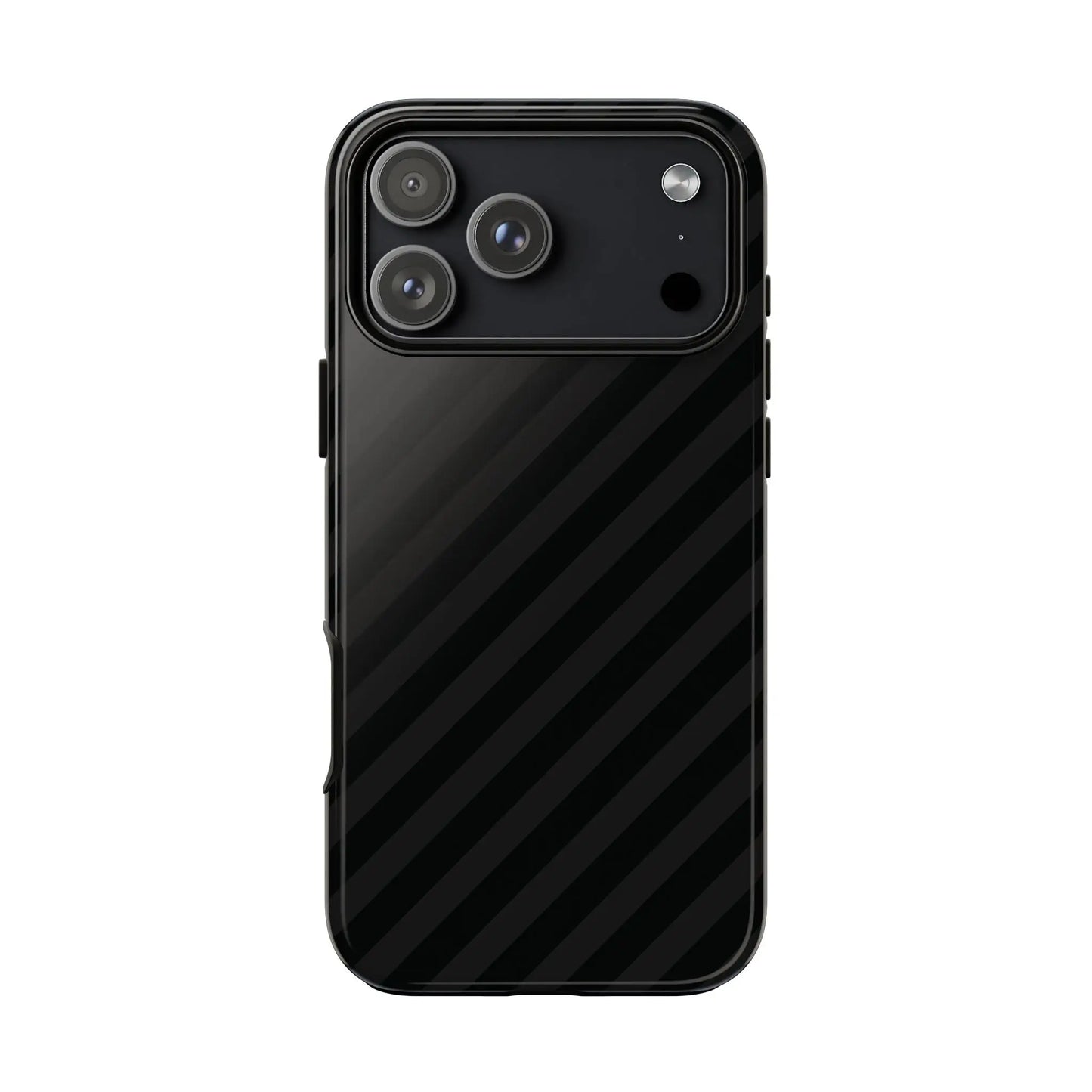 Black diagonal pattern phone case with tough gloss finish showing back side for iphone samsung and google pixel