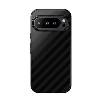 Black phone case with diagonal pattern tough gloss finish showing back side for iphone samsung and google pixel