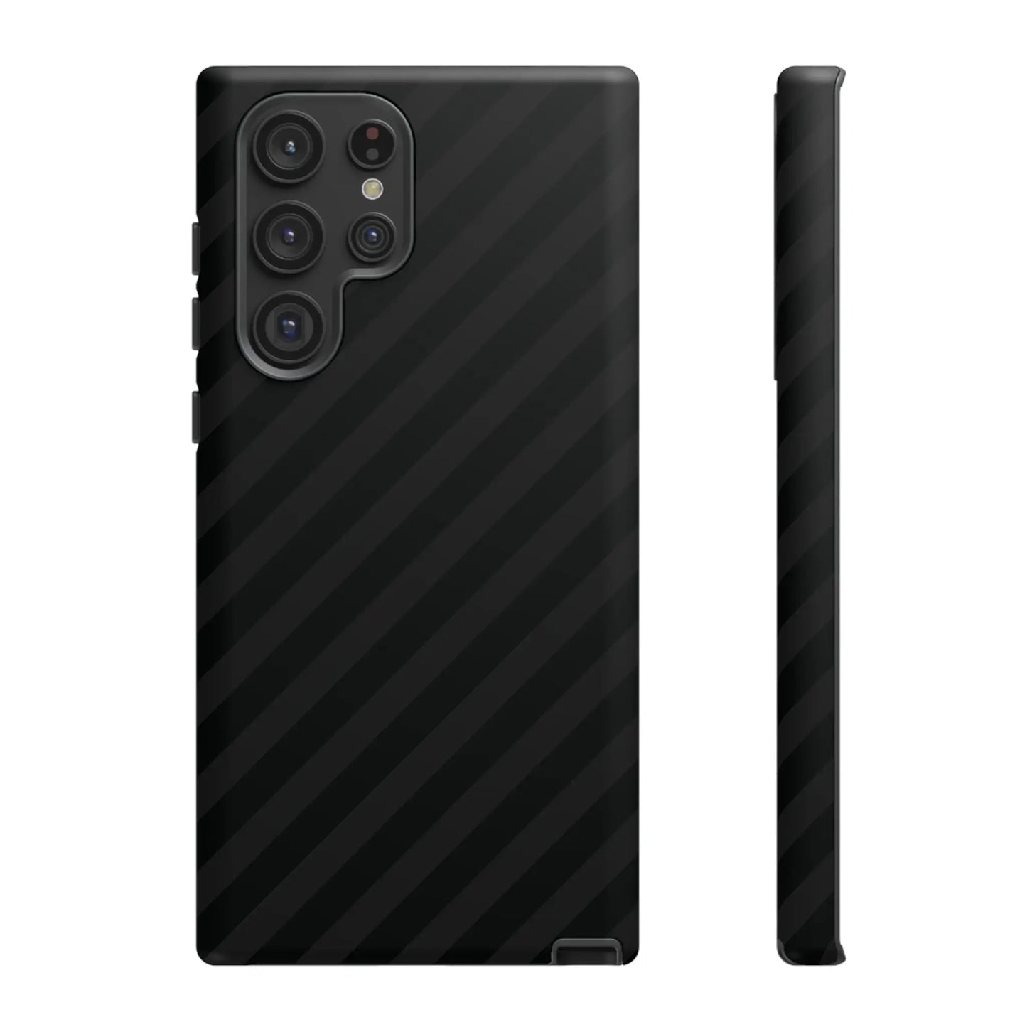 Back side of black carbon fiber patterned phone case for samsung galaxy s23 ultra with black diagonal pattern tough gloss finish