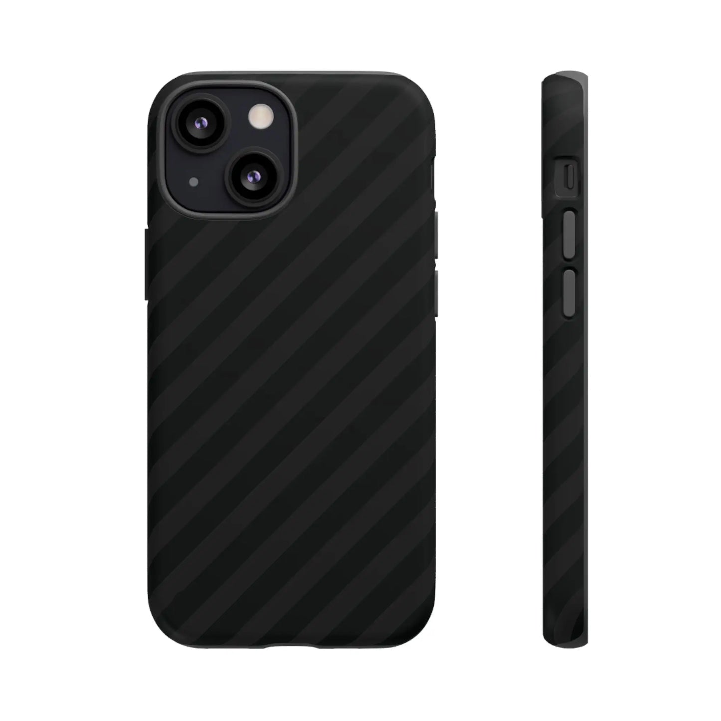 Black carbon fiber-patterned phone case with diagonal pattern tough gloss finish showing back side design