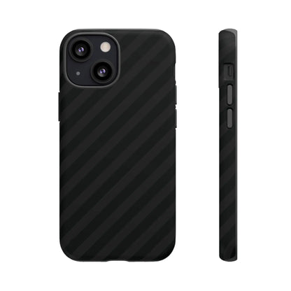 Black carbon fiber-patterned phone case with diagonal pattern tough gloss finish showing back side design