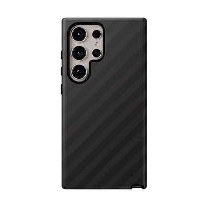 Black carbon fiber textured phone case for samsung galaxy s23 ultra with black diagonal pattern tough gloss finish back side