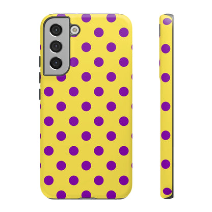 Phone Case - Bright Yellow with Purple Dots - Samsung Galaxy S22 Plus / Matte - Phone Case