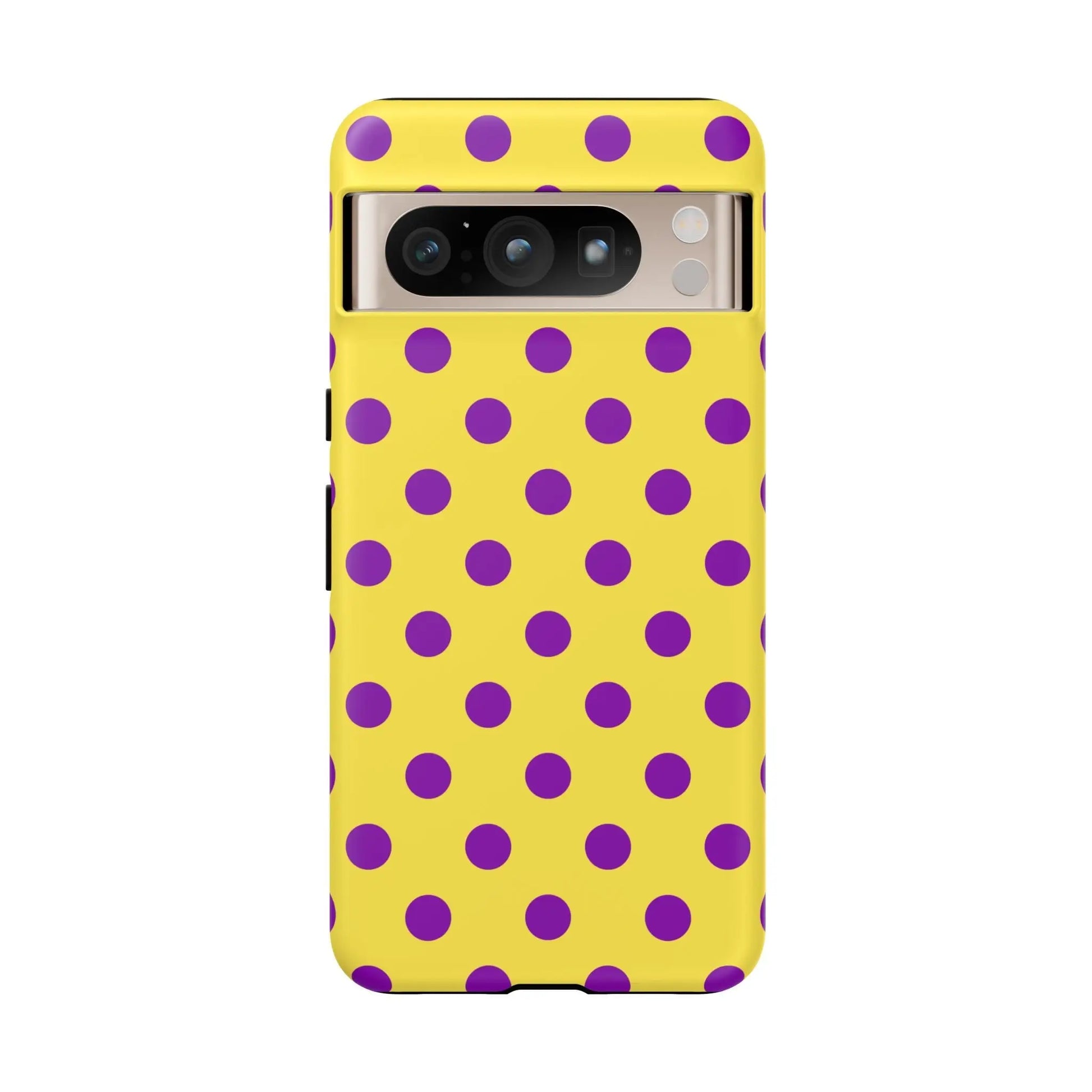 Phone Case - Bright Yellow with Purple Dots - Google Pixel 8 Pro / Matte - Phone Case